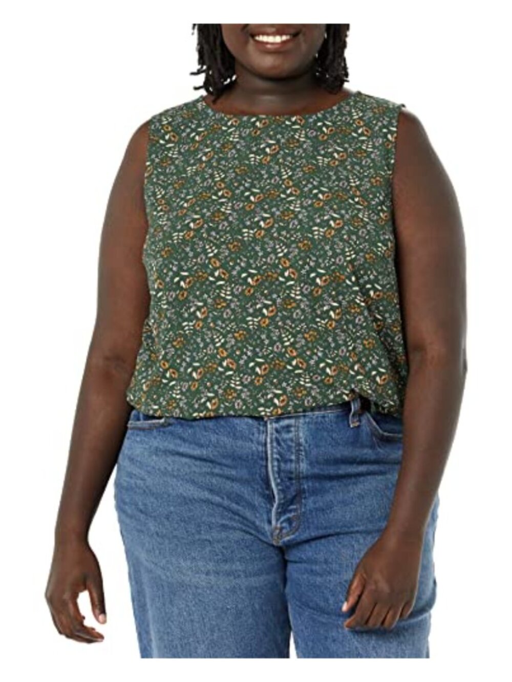 Sleeveless Layering Tank Top Crew Neck Satin Back Georgette Curved Hem